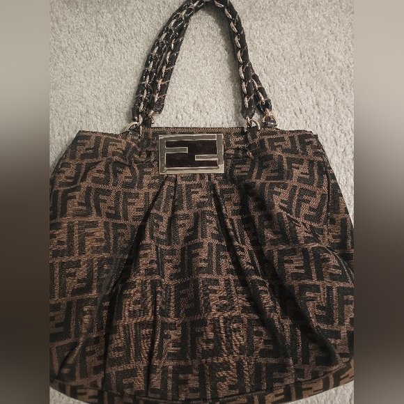 Designer Vintage Fendi Brown and Black Tote Bag - Picture 1 of 7